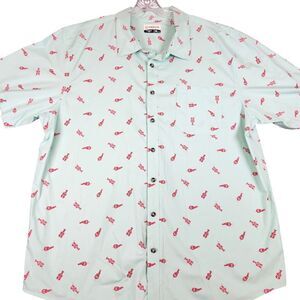 Magellan Outdoors Mint Green and Red Casual Button Down Shirt